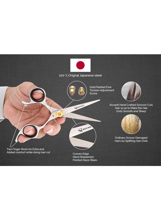 Ruvanti Professional Razor Blades Left Handed Hair Scissors - Barber Scissors for Left Hand - 6.5" Japanese Super Cobalt Stainless Steel Left Handed Shears - Handmade Lefty Hair Shears with Adjustment Screw. - Image 2