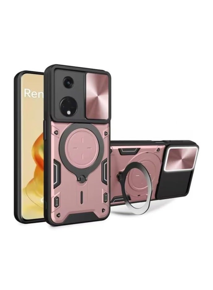 SHIELD EGYPT For Oppo Reno 8T 5G Armored Camera Shield Cover Camera Lend Protection, Built-in 360° (Rose Gold)
