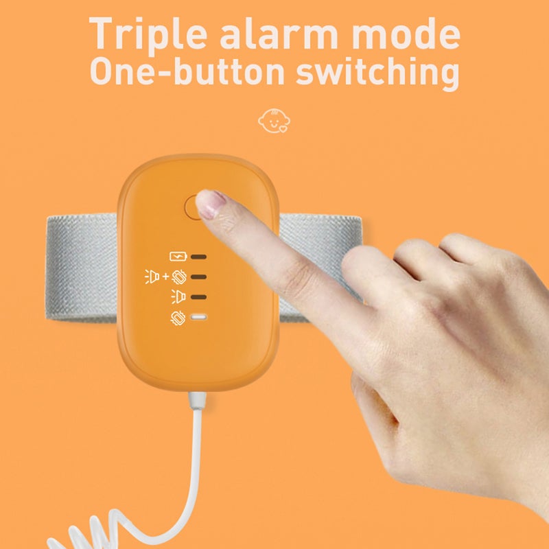 Bedwetting Alarm: Orange Magnetic Suction Type, Reliable Smart Chip High Sensitivity Probe - Multiple Vibration Sound LED Modes, Rechargeable Type-C Long Standby, Wetness Sensor for Toddler Potty Trai - Image 2