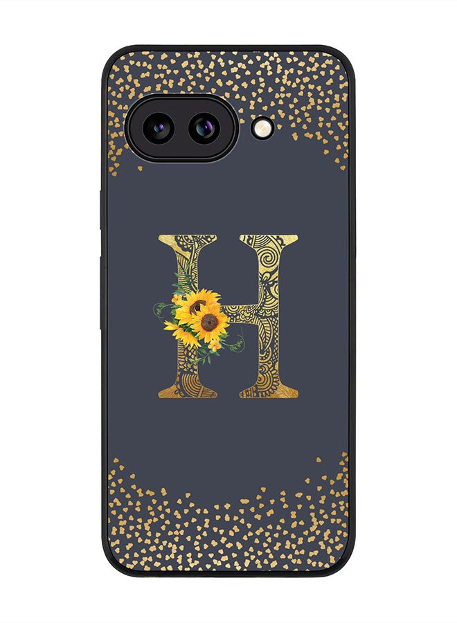 Stylizedd For Google Pixel 9a Case,Slim fit Camera Protection, Shockproof Thin Phone cover  - Custom Floral Monogram - H  (Grey )
