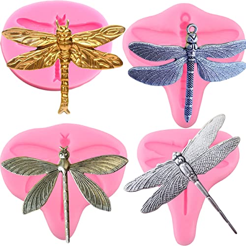 Mujiang Dragonfly Silicone Candy Chocolate Fondant Molds For Resin Sugar Gumpaste Cake Decorating Set Of 4 - Image 1