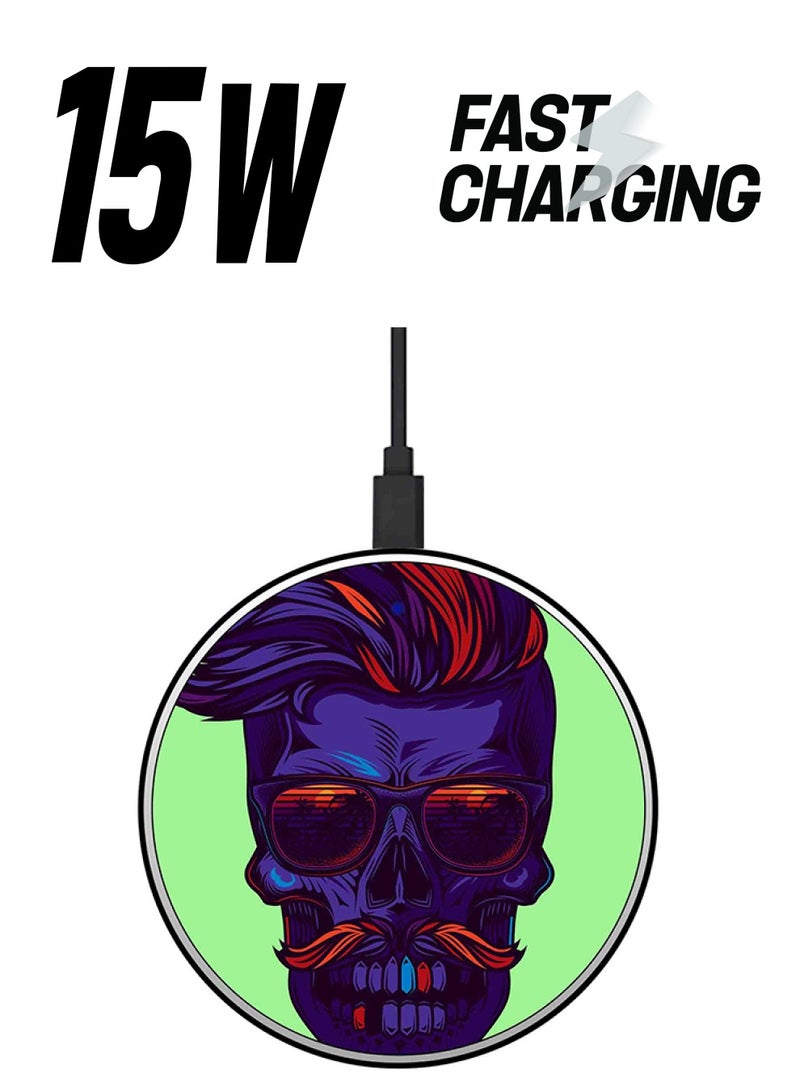 Theodor Skeleton Printed Ultra Slim Fast Wireless Charger With USB Cable Multicolour - Image 1