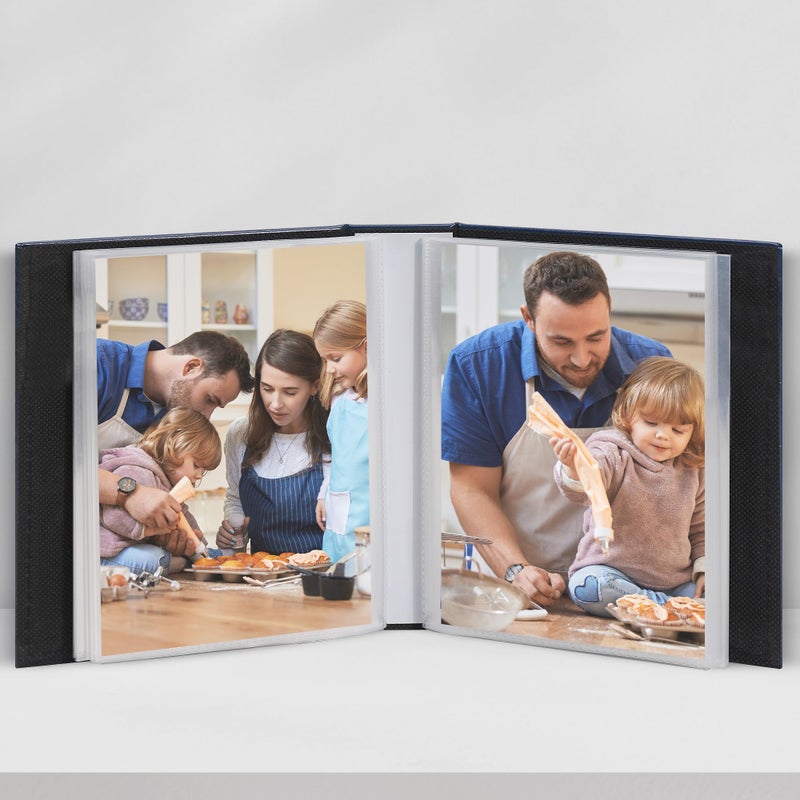 Vienrose Small Photo Album 2 Pack Vegan Leather Cover Photo Book Each Pack Features 50 Pockets Holds 100 4?6 Vertical Phptos Picture Album for Family Wedding Baby Anniversary(Black) - Image 2