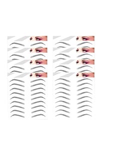 72 Pairs 8 Sheets 2 Styles Eyebrow Transfers Hair-Like Authentic Eyebrows Stickers Waterproof Long Lasting False Peel Off Instant for Women Girls Makeup Black