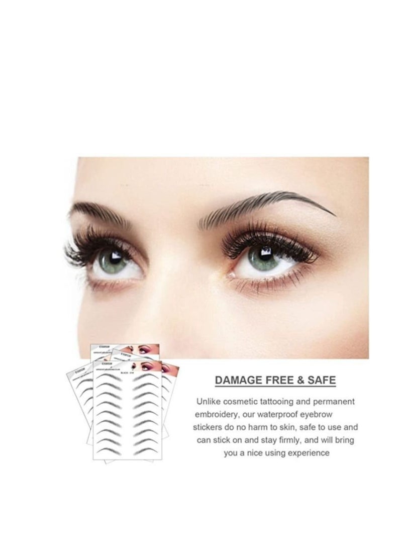Generic - 72 Pairs 8 Sheets 2 Styles Eyebrow Transfers Hair-Like Authentic Eyebrows Stickers Waterproof Long Lasting False Peel Off Instant for Women Girls Makeup Black - Image 1