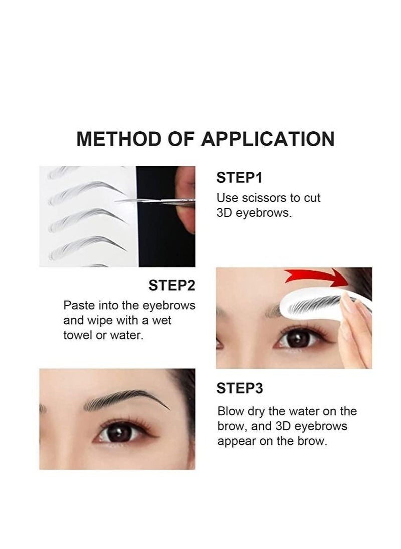 Generic - 72 Pairs 8 Sheets 2 Styles Eyebrow Transfers Hair-Like Authentic Eyebrows Stickers Waterproof Long Lasting False Peel Off Instant for Women Girls Makeup Black - Image 1