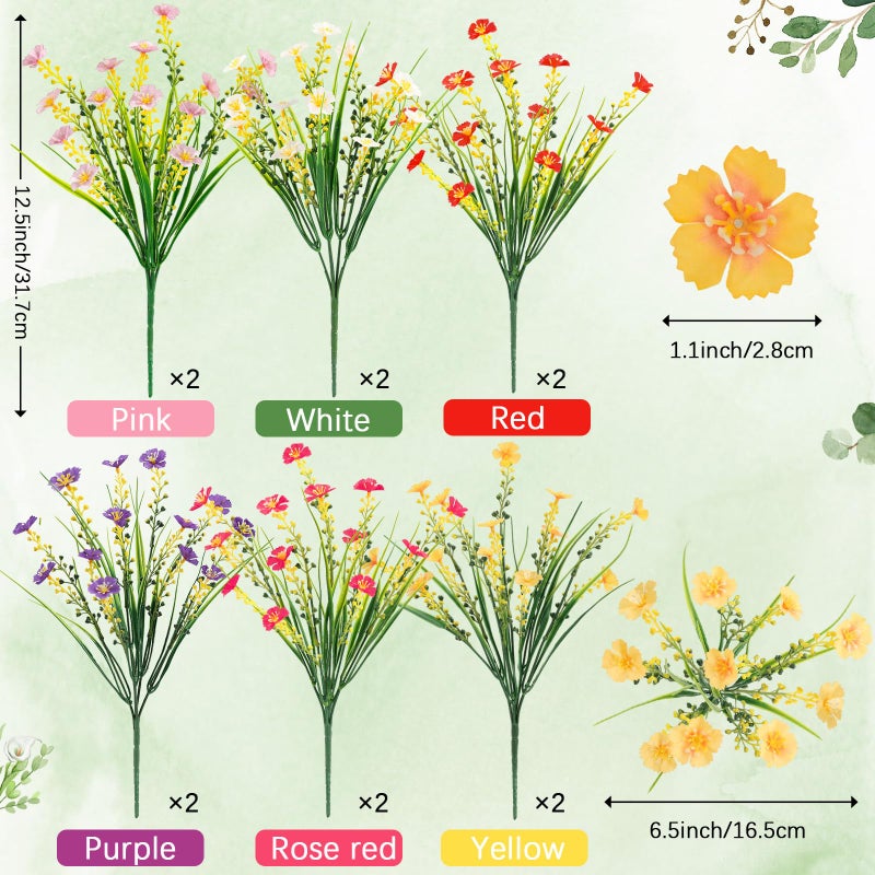 MACTING Artificial Spring Flowers for Outdoors 6 Bundles UV Resistant Fake Flowers No Fade Faux Plastic Plants for Planters Patio Garden Porch Yard Window Home Indoor Outside Decorations(Mix Color) - Image 5
