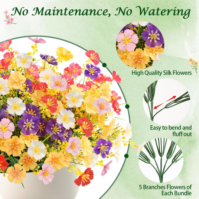 MACTING Artificial Spring Flowers for Outdoors 6 Bundles UV Resistant Fake Flowers No Fade Faux Plastic Plants for Planters Patio Garden Porch Yard Window Home Indoor Outside Decorations(Mix Color) - Image 4