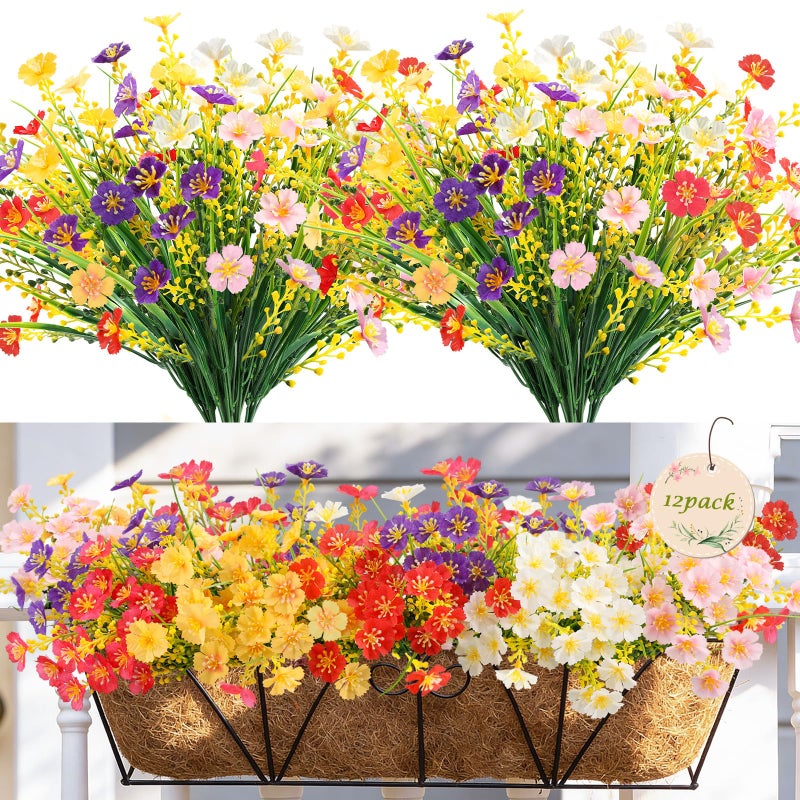 MACTING Artificial Spring Flowers for Outdoors 6 Bundles UV Resistant Fake Flowers No Fade Faux Plastic Plants for Planters Patio Garden Porch Yard Window Home Indoor Outside Decorations(Mix Color) - Image 1