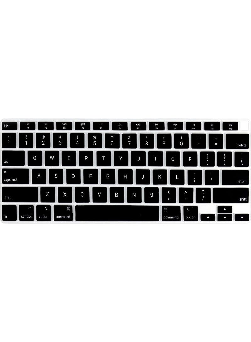 مافانز غطاء لوحة مفاتيح سيليكون بتصميم أمريكي للغة الإنجليزية لجهاز MacBook Air 13" 2020 مع نموذج Touch ID: A2179/A2337 شريحة M1، ملحقات لوحة المفاتيح  أسود - Image 1