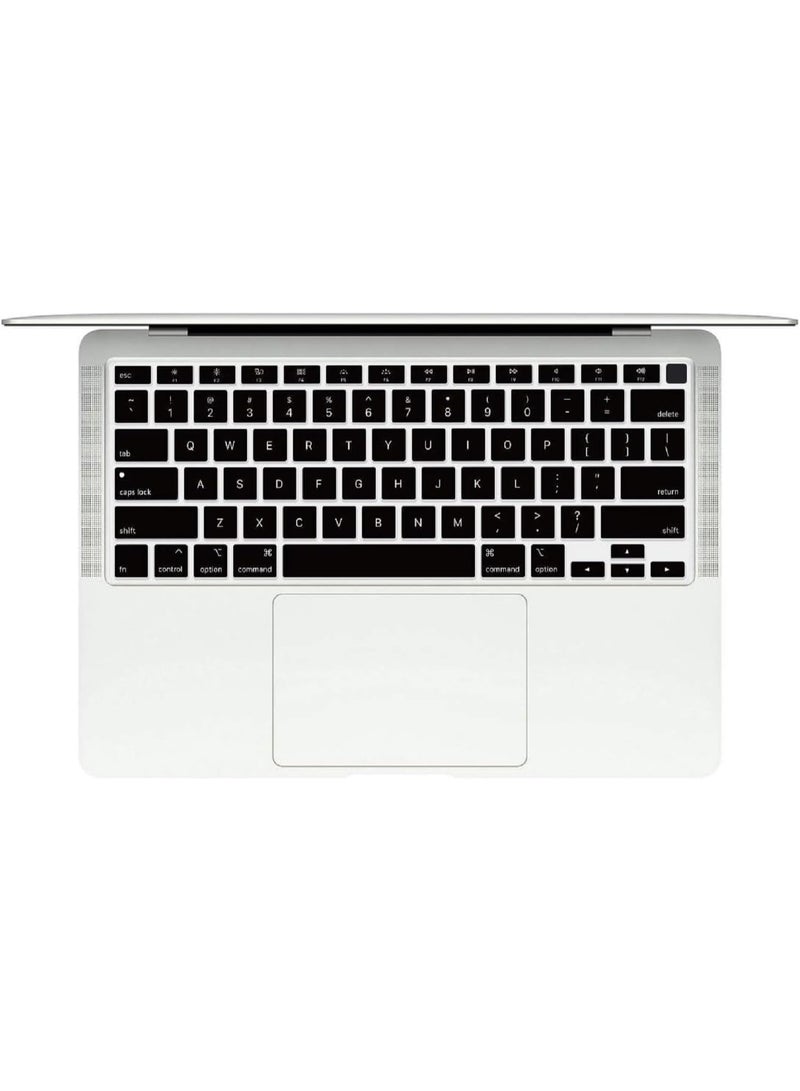 مافانز غطاء لوحة مفاتيح سيليكون بتصميم أمريكي للغة الإنجليزية لجهاز MacBook Air 13" 2020 مع نموذج Touch ID: A2179/A2337 شريحة M1، ملحقات لوحة المفاتيح  أسود - Image 3