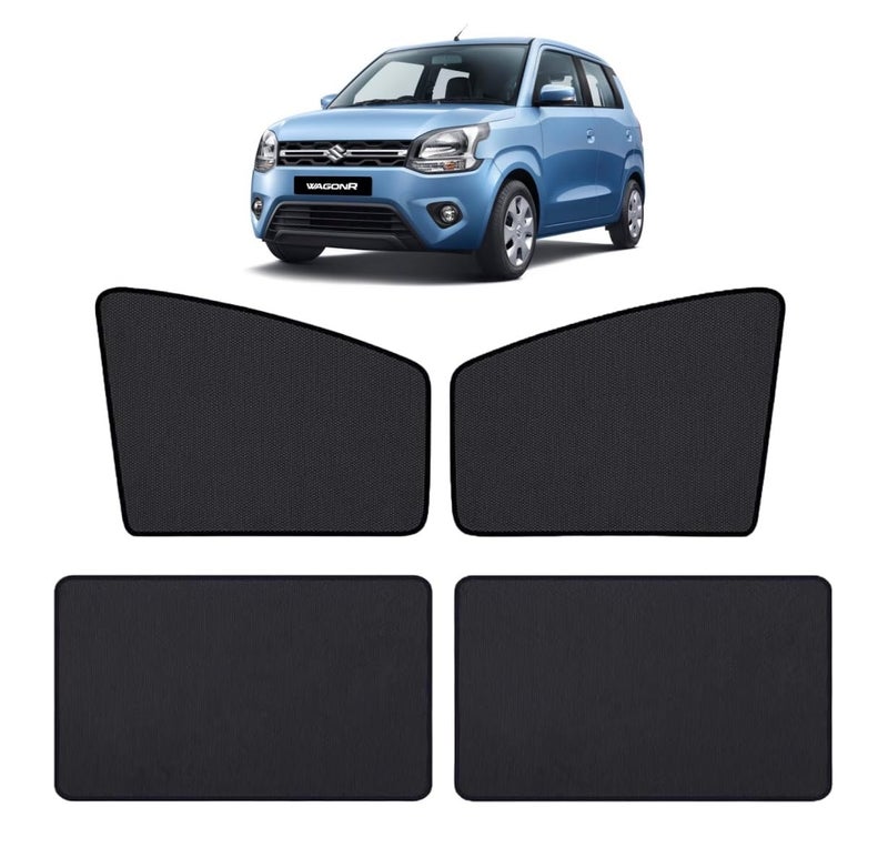 Auto Hub Nylon Car Window Sunshade/Curtains Compatible with Maruti Wagonr (Model : 2019-Till Date) - Pack of 4, Wagonr Sun Shade, Multicolour - Image 1
