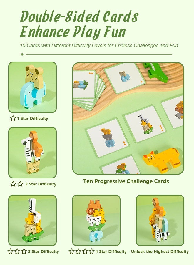 Forthcan Montessori Wooden Animal Stacking Balance Toy for Toddlers 2-4, Educational Building Blocks Game with Cards, Kids Learning & Brain Development Toy Gift - Image 5