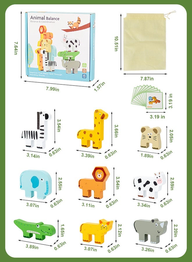 Forthcan Montessori Wooden Animal Stacking Balance Toy for Toddlers 2-4, Educational Building Blocks Game with Cards, Kids Learning & Brain Development Toy Gift - Image 4