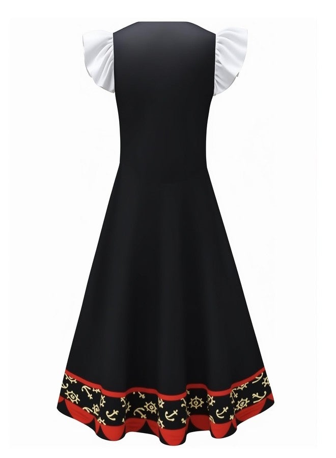 Mizzuco Girls Pirate Dress Toddler Buccaneer Costume Kids Dance Skirt Birthday Party Halloween Role Play Outfits(Black,130CM/6-7Y) - Image 4