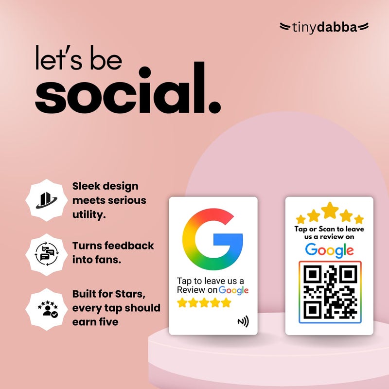 Tinydabba Review NFC Card | Along with QR Code | Boost Business Reviews with Tap or Scan | Pre-Configured PVC Card | Works with any NFC-Enabled Smartphone | With Dashboard | Without Stand - Image 3