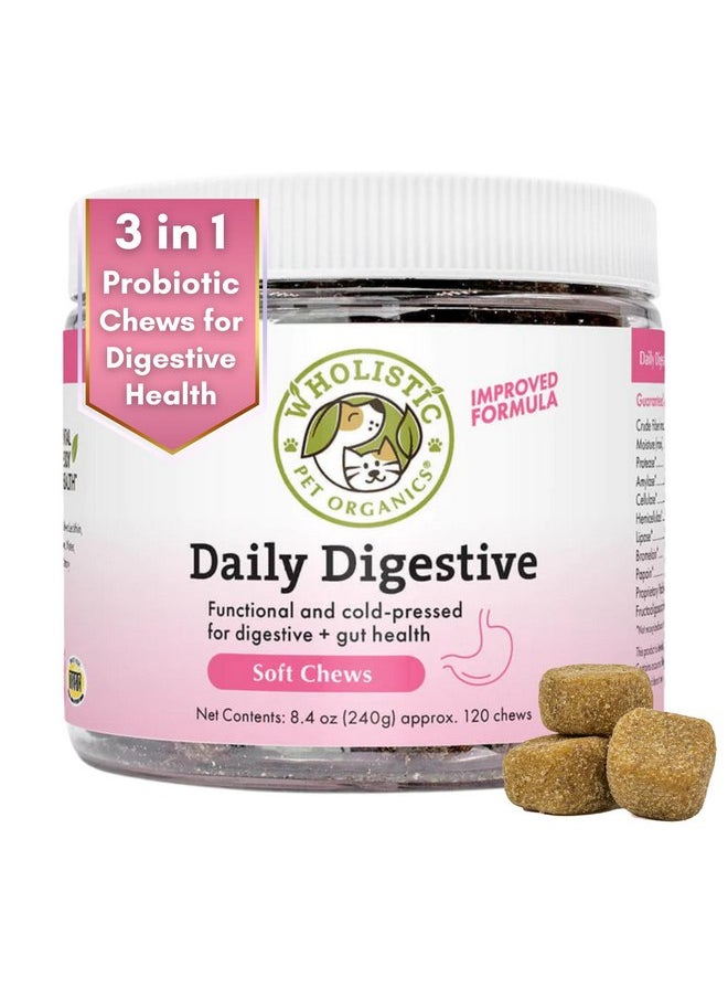 Wholistic Pet Organics Wholistic Pet Organics:Dog Probiotics and Digestive Enzymes-Probiotic Chews for Dogs Digestive Health,Support Gut Health Immune Supplement Prevents Dog Digestive Problems (Original, 120 Count)  - Image 1