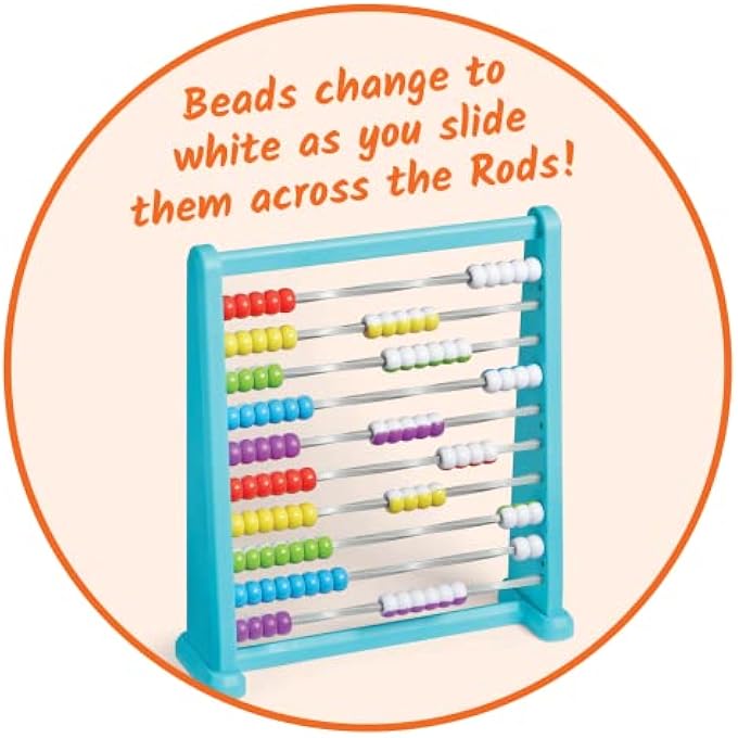 COLOR CHANGING PLASTIC 100 BEAD ABACUS, ABACUS FOR KIDS MATH, MATH MANIPULATIVES KINDERGARTEN, COUNTING RACK FOR KIDS, COUNTERS FOR KIDS MATH, EDUCATIONAL TOYS FOR ELEMENTARY KIDS (SET OF 1) - Image 3