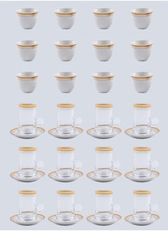 Dove 36-Piece Tea & Coffee Glass And Porcelain Set White/Gold/Clear, Serve for 12  - Image 1