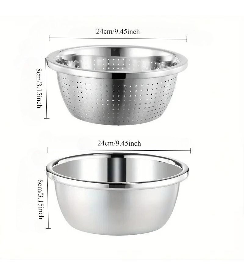 1 Set Heavy Duty Commercial Stainless Steel Microporous Filter Bowl Large Capacity Drain Basket Mixing Basin Thick Wall Dishwasher Safe Rust Proof Design Suitable For Professional Kitchens - Image 5