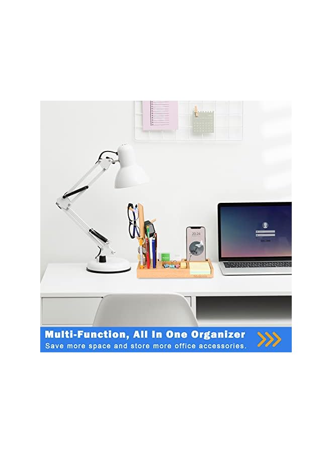 PROMASS Stand, Phone holder, Mobile Stand, Desk organizer with Pen Holder, Business Card Holder, Sticky Note Tray, Holder for Watch and Glasses, 2 Pack: Cell Phone Stand and Desktop Organizer Natural - Image 3