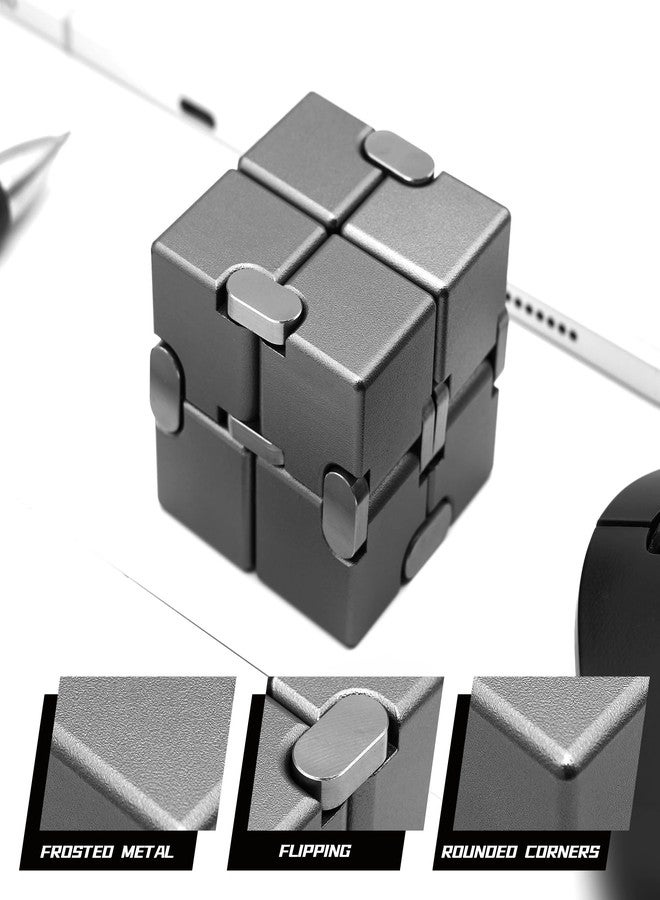 لعبة دولاسيف المعدنية المكعبة اللانهائية لتخفيف التوتر وتخفيف اضطراب فرط الحركة ونقص الانتباه، لون رمادي - Image 4