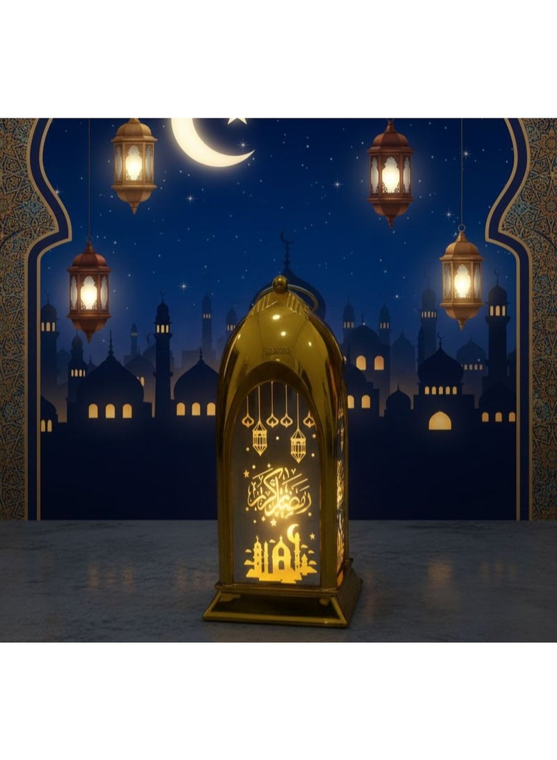 فانوس رمضان المضئ بعليقه الفانوس المزخرف للاحتفال بالذكرى السنوية 13*5 سم عدد 1 ذهبي - Image 2
