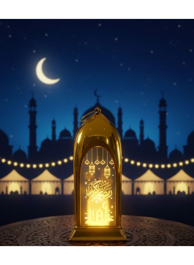 فانوس رمضان المضئ بعليقه الفانوس المزخرف للاحتفال بالذكرى السنوية 13*5 سم عدد 1 ذهبي - Image 3