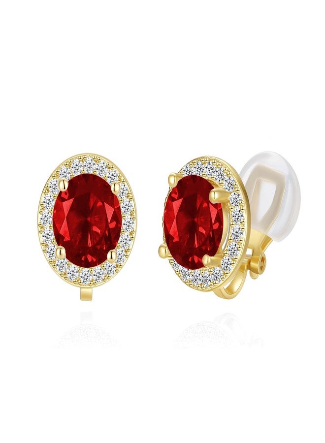 يوكول أقراط YOQUCOL لامعة مرصعة بكريستال الزركونيا المكعب 8 مم، بتصميم دائري بدون ثقب، للنساء والفتيات، لون ذهبي - Image 1