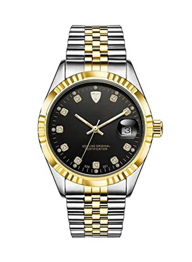 تيفيز الرجال الفولاذ المقاوم للصدأ ساعة الكرونوغراف الذهبي الأسود الفولاذ الشريط 38 مم - Image 1