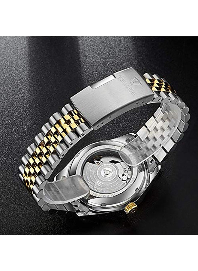 تيفيز الرجال الفولاذ المقاوم للصدأ ساعة الكرونوغراف الذهبي الأسود الفولاذ الشريط 38 مم - Image 2