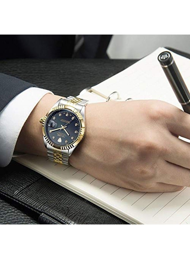 تيفيز الرجال الفولاذ المقاوم للصدأ ساعة الكرونوغراف الذهبي الأسود الفولاذ الشريط 38 مم - Image 3