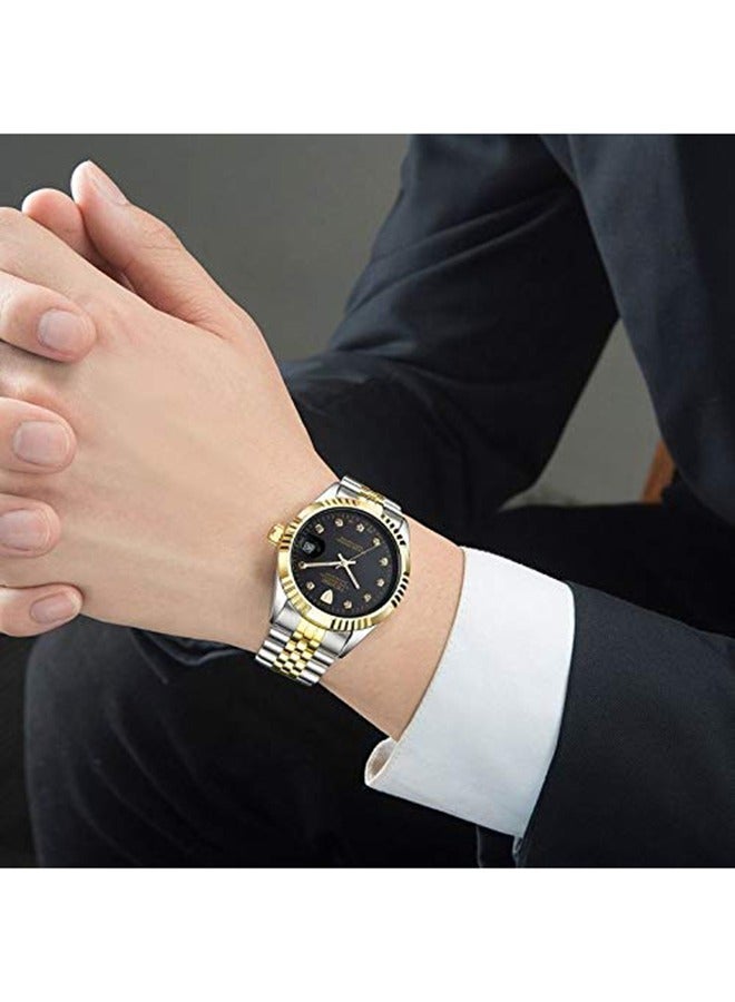 تيفيز الرجال الفولاذ المقاوم للصدأ ساعة الكرونوغراف الذهبي الأسود الفولاذ الشريط 38 مم - Image 4