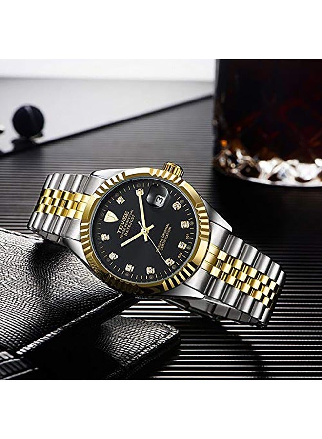 تيفيز الرجال الفولاذ المقاوم للصدأ ساعة الكرونوغراف الذهبي الأسود الفولاذ الشريط 38 مم - Image 5