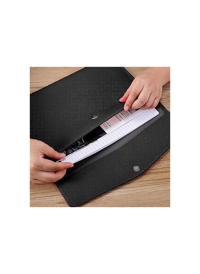 بيوينتي - PU Leather A4 File Folder Document Holder Waterproof Portfolio Envelope Folder Case with Snap Closure Black - Image 1