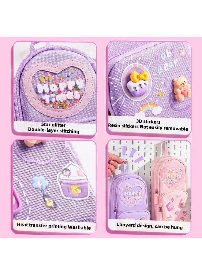 PLUSPOINT Large Capacity Kawaii Pencil Pouch Case with 3 Compartment Cute Pouch Case Aesthetic Pencil Case for Girls Pen Pencil Pouch Stationery Organizer for School Supplies Gift for Girls and Kids - Image 4