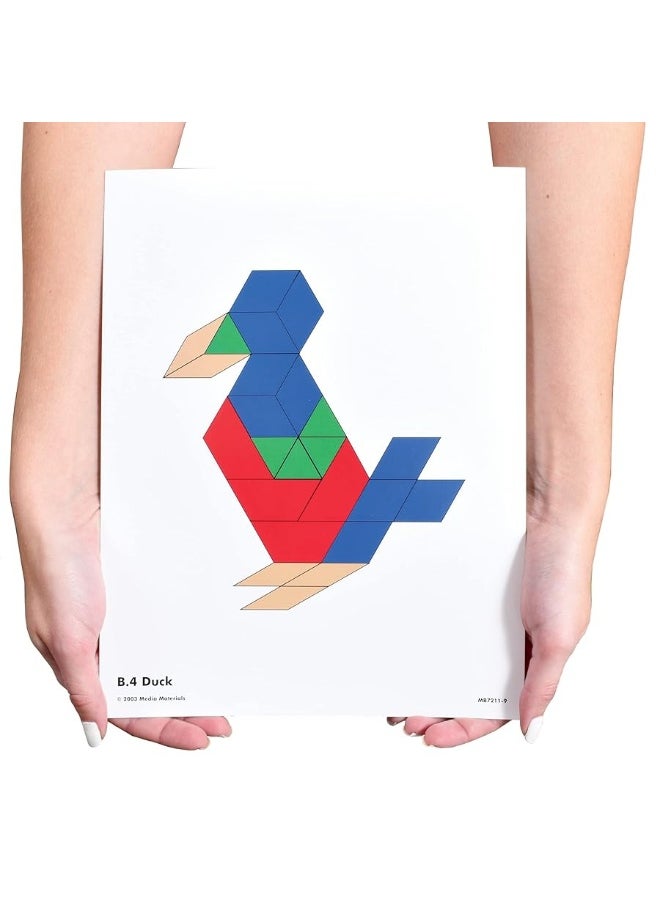 Learning Advantage - Learning Advantage Pattern Block Activity Cards - In-Home Learning Activity for Early Math & Geometry - Set of 20 - Teach Creativity, Sequencing and Patterning - Image 1
