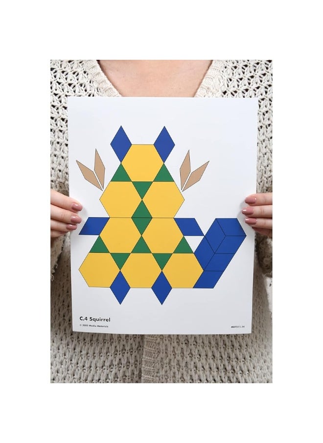 Learning Advantage - Learning Advantage Pattern Block Activity Cards - In-Home Learning Activity for Early Math & Geometry - Set of 20 - Teach Creativity, Sequencing and Patterning - Image 1