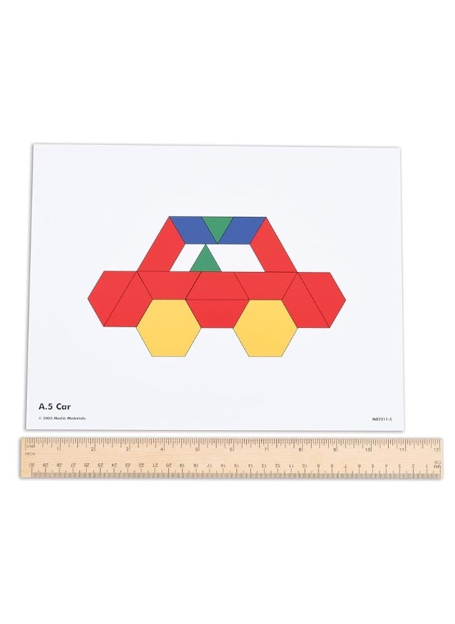 Learning Advantage - Learning Advantage Pattern Block Activity Cards - In-Home Learning Activity for Early Math & Geometry - Set of 20 - Teach Creativity, Sequencing and Patterning - Image 1