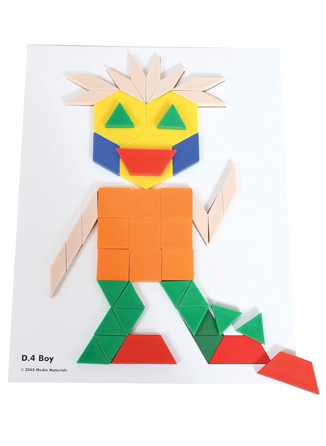 Learning Advantage - Learning Advantage Pattern Block Activity Cards - In-Home Learning Activity for Early Math & Geometry - Set of 20 - Teach Creativity, Sequencing and Patterning - Image 1