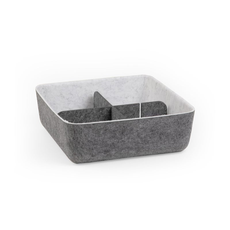 Three by Three Seattle feltÂ·likeÂ·it!â„¢ Small Cubby Storage Bin Set of 3 with Dividers â€“ Eco-Friendly Recycled Felt Bins for Home & Office Organization, Charcoal - Image 3