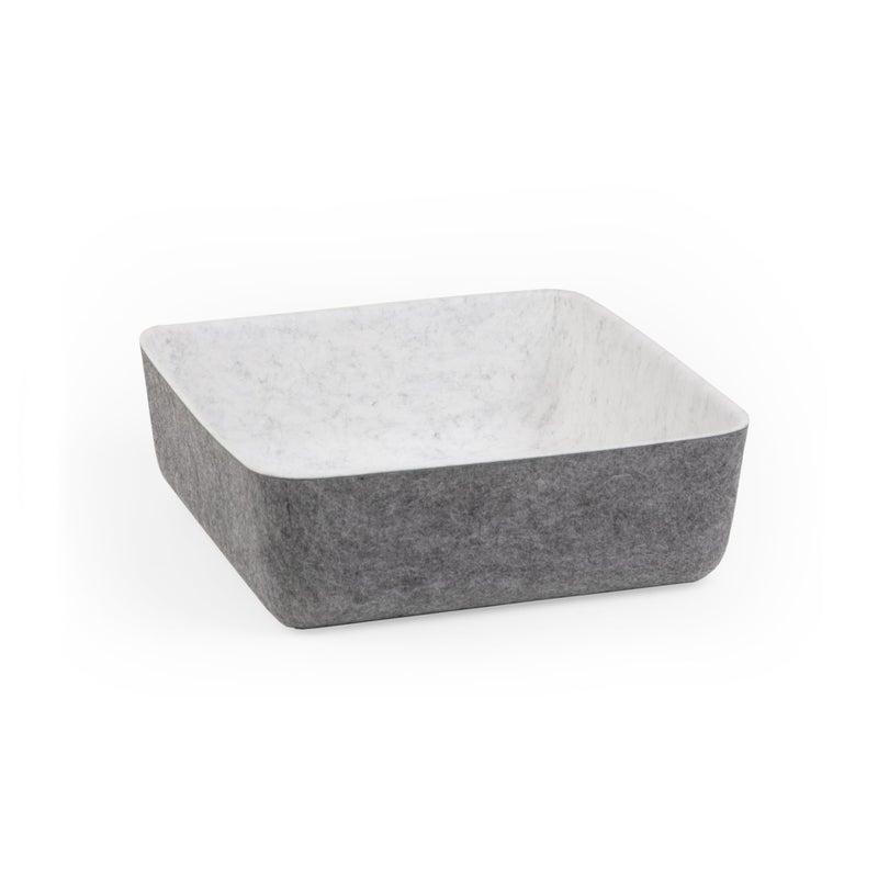 Three by Three Seattle feltÂ·likeÂ·it!â„¢ Small Cubby Storage Bin Set of 3 with Dividers â€“ Eco-Friendly Recycled Felt Bins for Home & Office Organization, Charcoal - Image 2