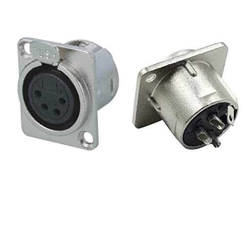 Lagogia 4 Pin XLR Female Socket Metal Panel Mount Chassis Microphone Audio Jack D-Type Connector Adapter, Pack of 4 - Image 4