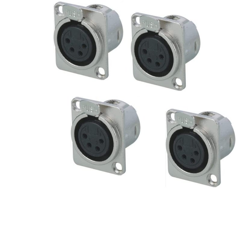 Lagogia 4 Pin XLR Female Socket Metal Panel Mount Chassis Microphone Audio Jack D-Type Connector Adapter, Pack of 4 - Image 5