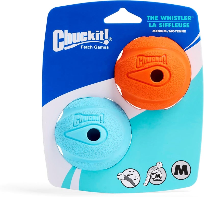 Chuckit! The Whistler Ball Dog Toy - Medium (2.5 Inch Diameter) for Dogs 20-60 lbs, Pack of 2, Multicolor - Image 3