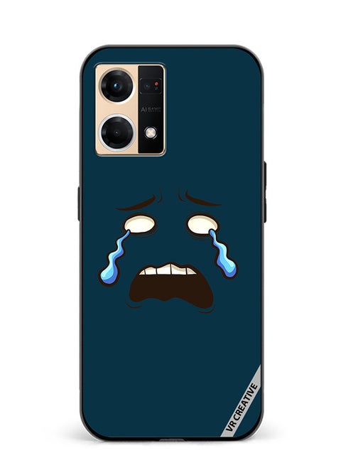 Protective Case Cover For Oppo Reno7 Crying Face Design Multicolour
