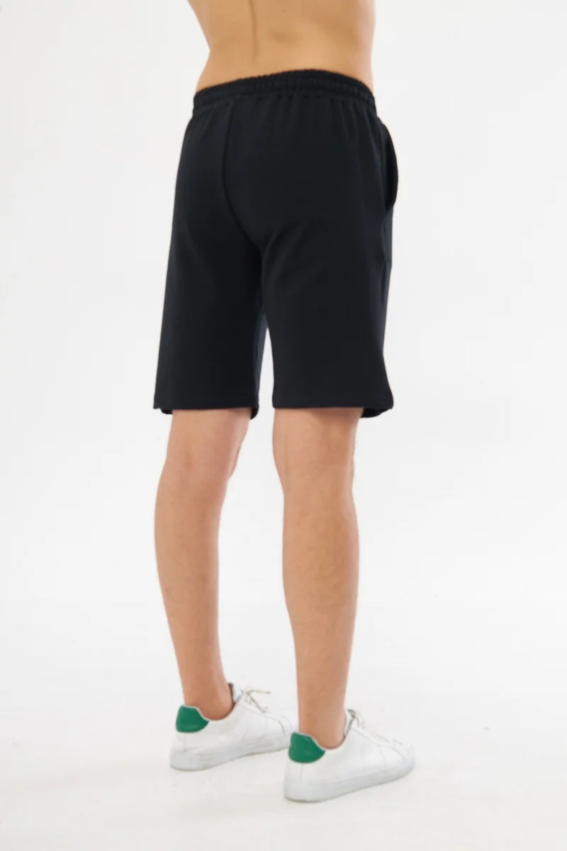 MRS Clothing Black Men's Solid Color Printed Comfortable Elastic Waist Shorts & Bermudas