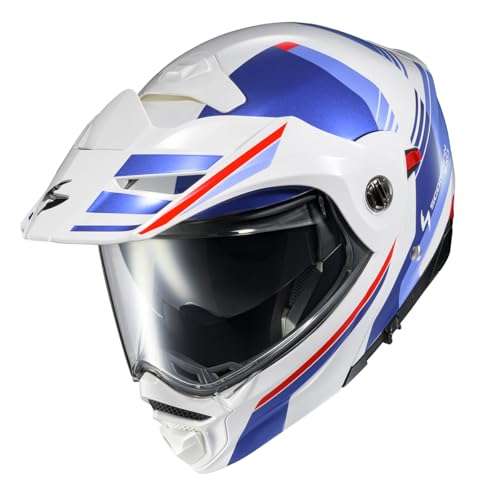 ScorpionEXO AT960 Modular Adventure Street Motorcycle Helmet with Bluetooth Ready Speaker Pockets DOT ECE Approved Monk WhiteBlue 2XLarge - Image 3