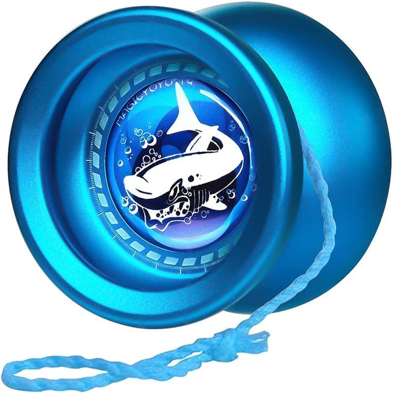 Luckam Responsive Yoyo T9 Shark-Blue, Professional Yoyo Metal Alloy Yo Yo for Kids Beginner + Replacement Unresponsive Yoyo Bearing + Removal Bearing Tool + Glove + 5 Yoyo Strings - Image 3