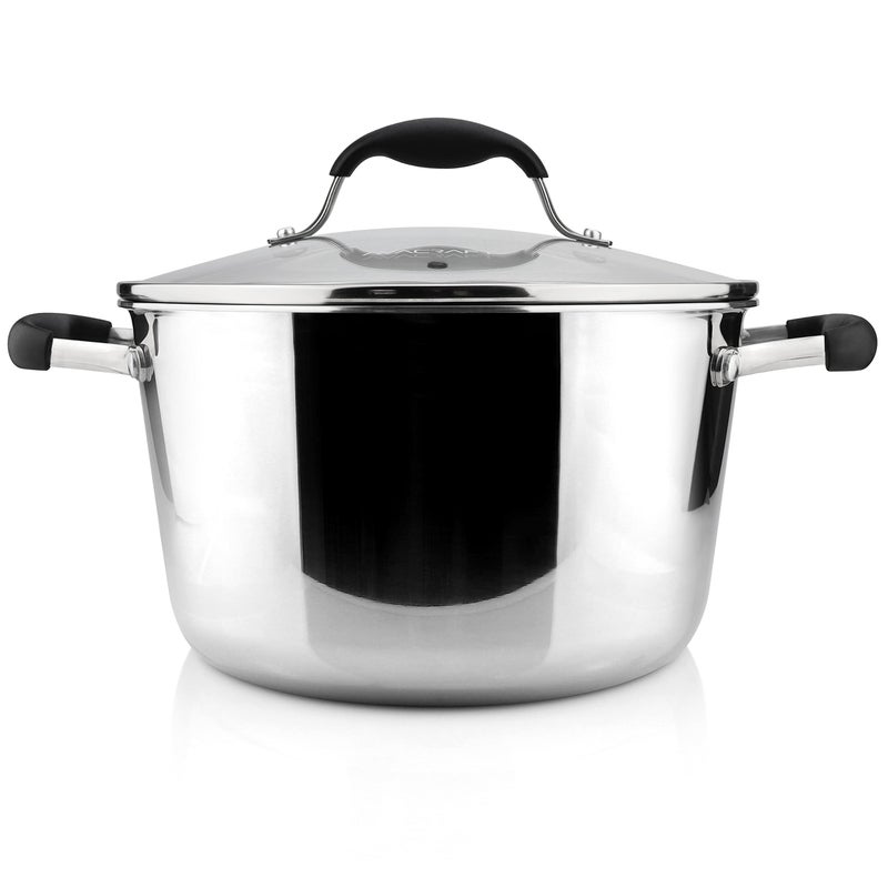 AVACRAFT 1810 Triply Stainless Steel Multipurpose Pot Dutch Oven Casserole Stock pot with Lid Ergonomic Heat Proof Handles Best Chefs Pan with Glass Lid in Pots and Pans 5 Quart
